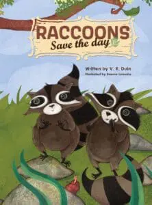 Here's the front cover of Raccoons Save the Day.