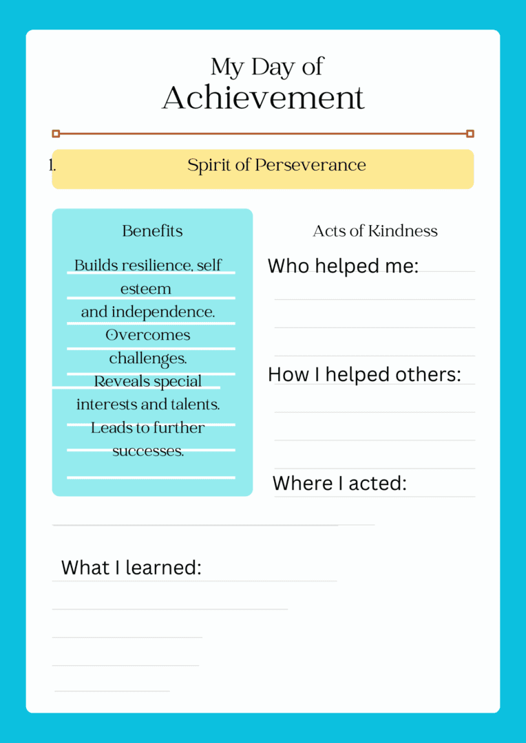 This downloadable Achievement Journal Page is designed for everyday use.
